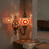 Red ruby red Turkish mosaic wall sconce in styled room — handmade Moroccan wall sconce (ENV APN3025)