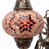 Close-up of Red ruby red mosaic glass globe pattern — wall sconce (ENV APN3025)