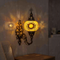 Amber warm amber Turkish mosaic wall sconce in styled room — handmade Moroccan wall sconce (ENV APN3026)