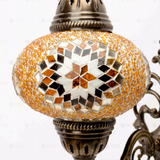 Close-up of Amber warm amber mosaic glass globe pattern — wall sconce (ENV APN3026)