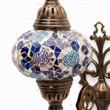 Close-up of Blue blue jewel mosaic glass globe pattern — wall sconce (ENV APN3032)