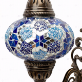 Close-up of Blue blue jewel mosaic glass globe pattern — wall sconce (ENV APN3034)