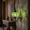 Green green jewel Turkish mosaic wall sconce in styled room — handmade Moroccan wall sconce (ENV APN3048)