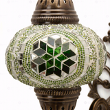 Close-up of Green green jewel mosaic glass globe pattern — wall sconce (ENV APN3050)