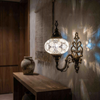 White white glow Turkish mosaic wall sconce in styled room — handmade Moroccan wall sconce (ENV APN3054)