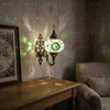 Green green jewel Turkish mosaic wall sconce in styled room — handmade Moroccan wall sconce (ENV APN3055)
