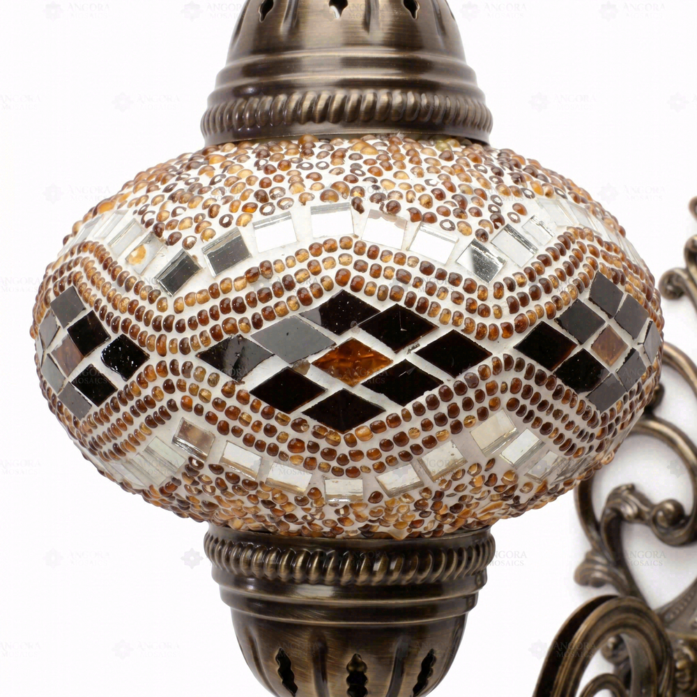 Amber Wall Sconce, close-up of the mosaic glass