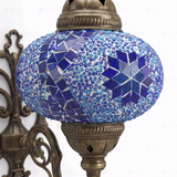 Close-up of Blue blue jewel mosaic glass globe pattern — wall sconce (ENV APN3058)