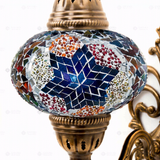 Close-up of Multicolor multicolor jewel mosaic glass globe pattern — wall sconce (ENV APN3061)