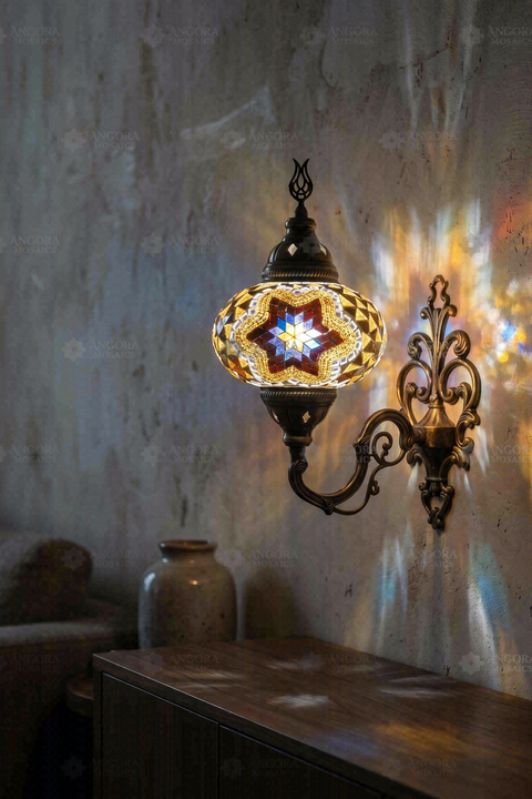 Amber and Blue Star Wall Sconce