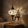 White white glow Turkish mosaic wall sconce in styled room — handmade Moroccan wall sconce (ENV APN3068)