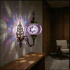 Purple purple jewel Turkish mosaic wall sconce in styled room — handmade Moroccan wall sconce (ENV APN3087)