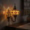 Amber warm amber Turkish mosaic wall sconce in styled room — handmade Moroccan wall sconce (ENV APN3092)