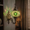 Green green jewel Turkish mosaic wall sconce in styled room — handmade Moroccan wall sconce (ENV APN3096)