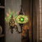 Green green jewel Turkish mosaic wall sconce in styled room — handmade Moroccan wall sconce (ENV APN3096)