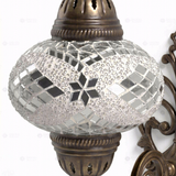 Close-up of Clear clear neutral mosaic glass globe pattern — wall sconce (ENV APN3098)