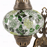 Close-up of Green green jewel mosaic glass globe pattern — wall sconce (ENV APN3100)