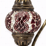 Close-up of Red ruby red mosaic glass globe pattern — table lamp (ENV DVN1003)