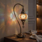 Multicolor multicolor jewel Turkish mosaic table lamp in styled room — handmade Moroccan table lamp (ENV DVN1013)