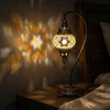 Amber warm amber Turkish mosaic table lamp in styled room — handmade Moroccan table lamp (ENV DVN1022)
