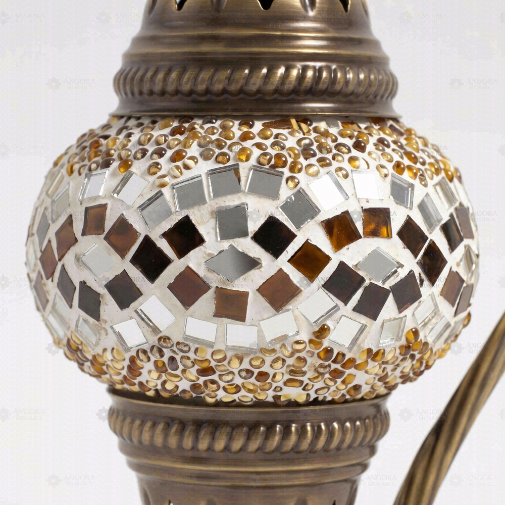 White Swan Neck Table Lamp, close-up of the mosaic glass