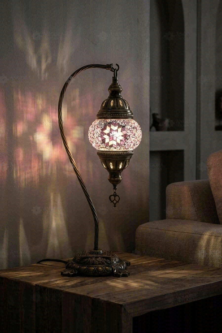Pink Star Swan Neck Table Lamp