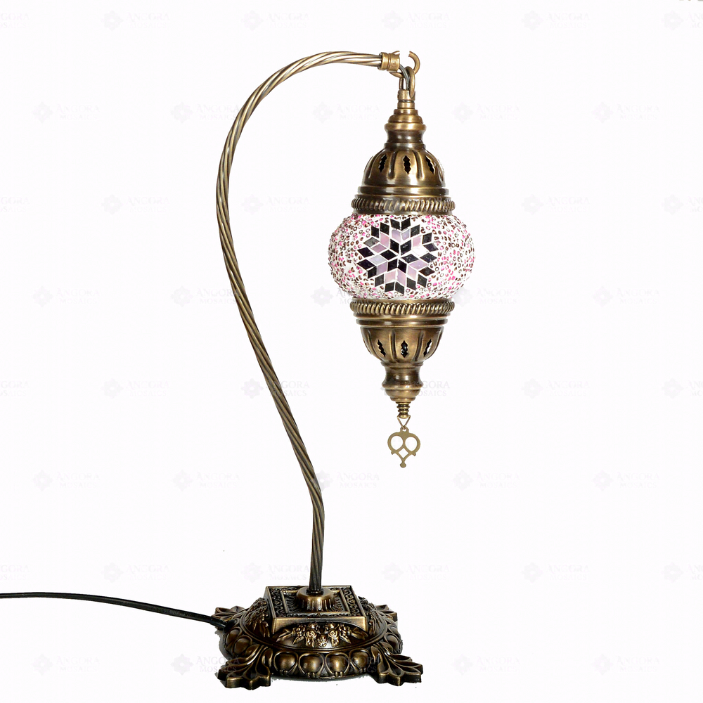 Pink Star Swan Neck Table Lamp, on a white background