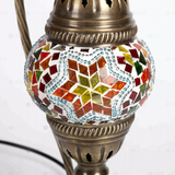 Close-up of Multicolor multicolor jewel mosaic glass globe pattern — table lamp (ENV DVN1042)
