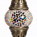Close-up of Multicolor multicolor jewel mosaic glass globe pattern — table lamp (ENV DVN1061)