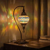 Multicolor multicolor jewel Turkish mosaic table lamp in styled room — handmade Moroccan table lamp (ENV DVN2003)