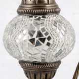 Close-up of White white glow mosaic glass globe pattern — table lamp (ENV DVN2017)
