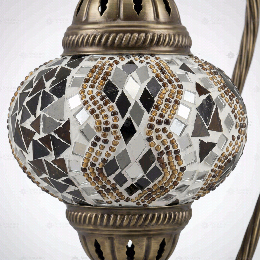 Amber Swan Neck Table Lamp, close-up of the mosaic glass