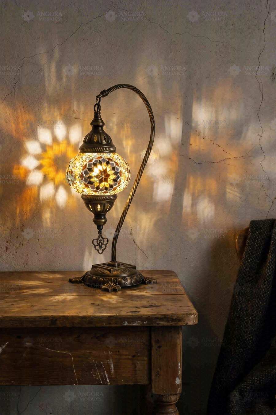 Amber Swan Neck Table Lamp