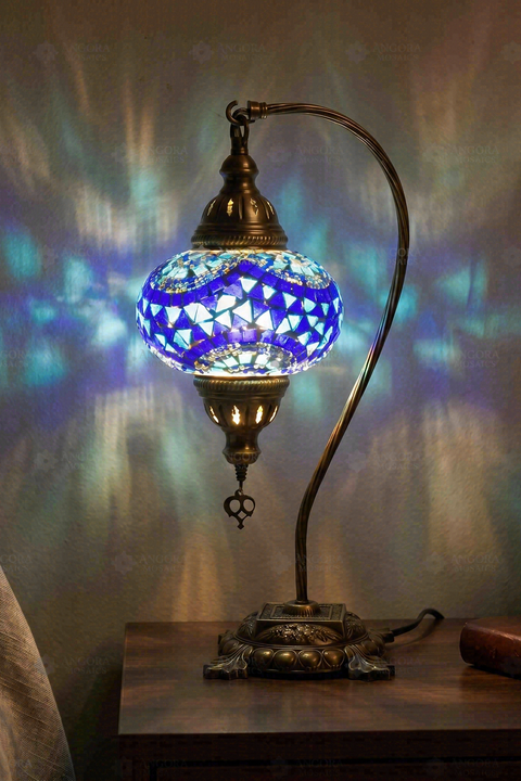 Blue Swan Neck Table Lamp