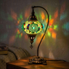 Green green jewel Turkish mosaic table lamp in styled room — handmade Moroccan table lamp (ENV DVN3006)