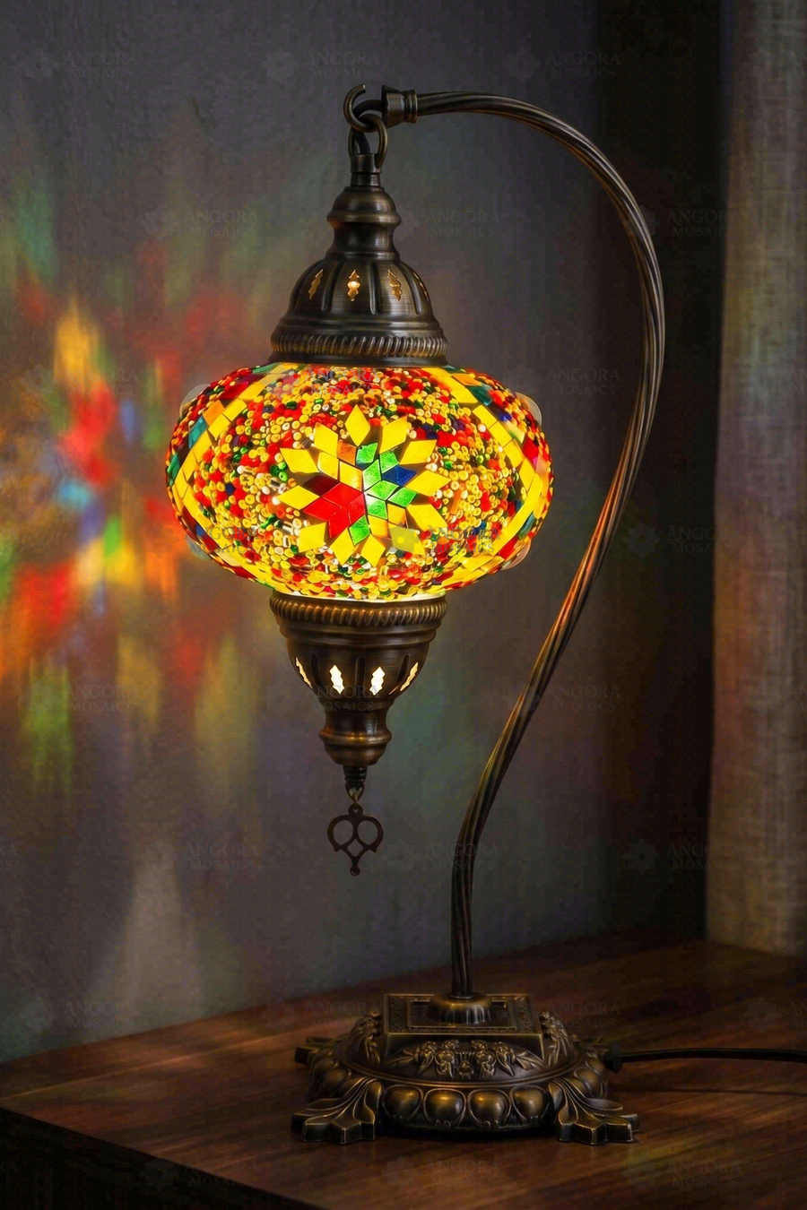 Multicolor Star Swan Neck Table Lamp