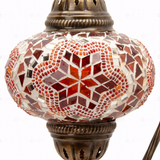 Close-up of Amber warm amber mosaic glass globe pattern — table lamp (ENV DVN3011)