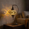 Warm Tones mixed warm Turkish mosaic table lamp in styled room — handmade Moroccan table lamp (ENV DVN3013)