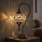 Multicolor multicolor jewel Turkish mosaic table lamp in styled room — handmade Moroccan table lamp (ENV DVN3014)
