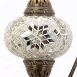 Close-up of White white glow mosaic glass globe pattern — table lamp (ENV DVN3015)