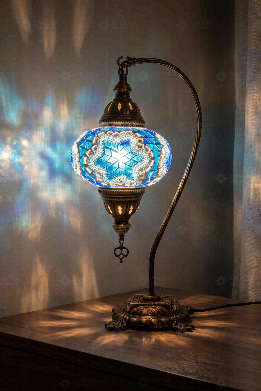 Blue Star Swan Neck Table Lamp