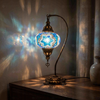 Blue blue jewel Turkish mosaic table lamp in styled room — handmade Moroccan table lamp (ENV DVN3016)