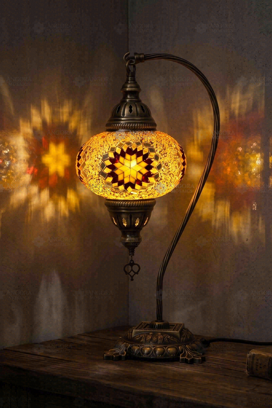 Amber Swan Neck Table Lamp