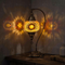 Amber warm amber Turkish mosaic table lamp in styled room — handmade Moroccan table lamp (ENV DVN3026)