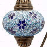 Close-up of Blue blue jewel mosaic glass globe pattern — table lamp (ENV DVN3027)