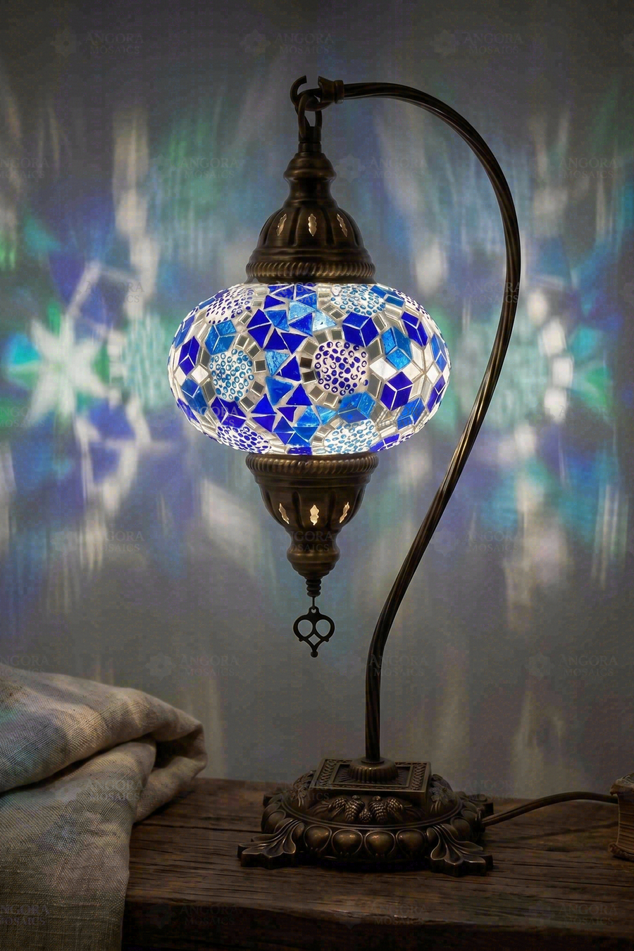Blue Swan Neck Table Lamp