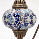 Close-up of Blue blue jewel mosaic glass globe pattern — table lamp (ENV DVN3028)