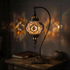Warm Tones mixed warm Turkish mosaic table lamp in styled room — handmade Moroccan table lamp (ENV DVN3031)