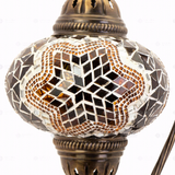 Close-up of Warm Tones mixed warm mosaic glass globe pattern — table lamp (ENV DVN3031)
