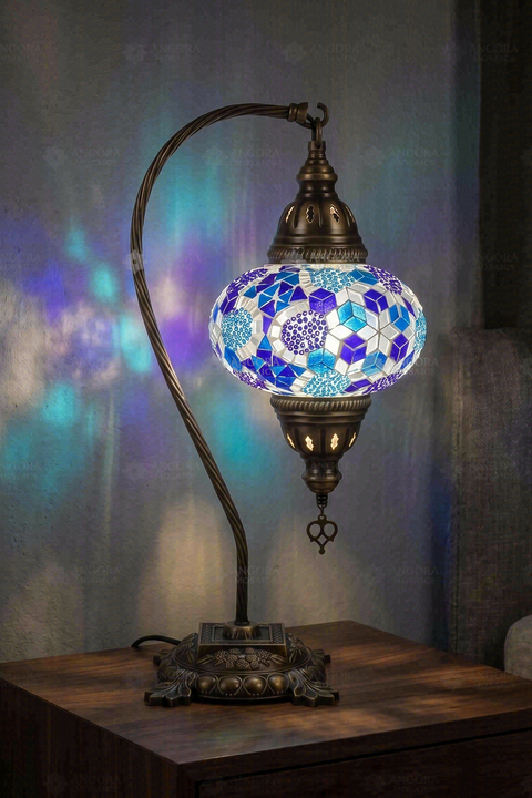 Blue Swan Neck Table Lamp